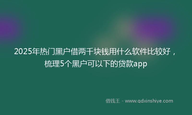 2025年热门黑户借两千块钱用什么软件比较好，梳理5个黑户可以下的贷款app