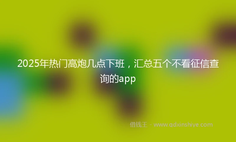 2025年热门高炮几点下班，汇总五个不看征信查询的app