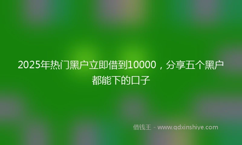 2025年热门黑户立即借到10000，分享五个黑户都能下的口子