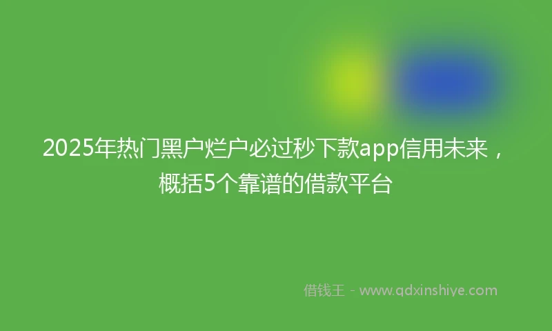 2025年热门黑户烂户必过秒下款app信用未来，概括5个靠谱的借款平台