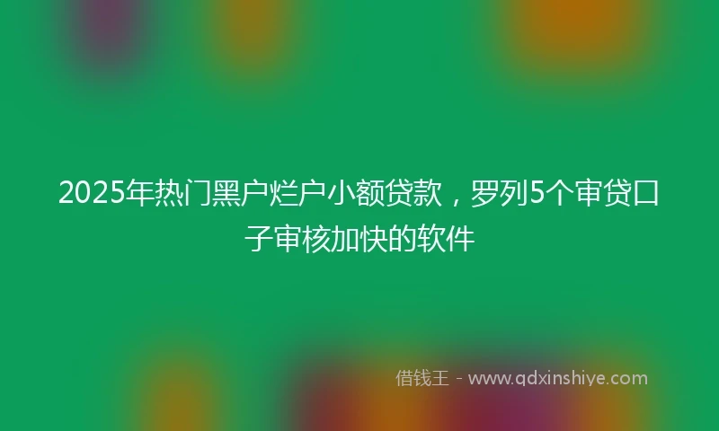 2025年热门黑户烂户小额贷款，罗列5个审贷口子审核加快的软件