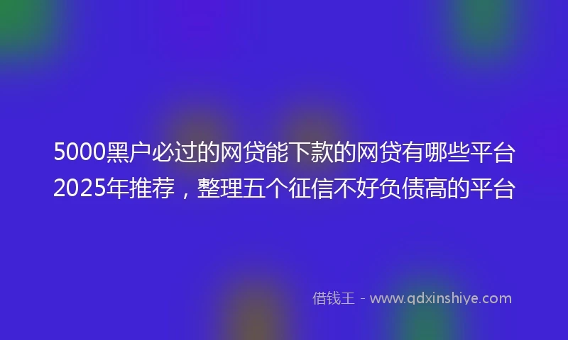 5000黑户必过的网贷能下款的网贷有哪些平台2025年推荐，整理五个征信不好负债高的平台