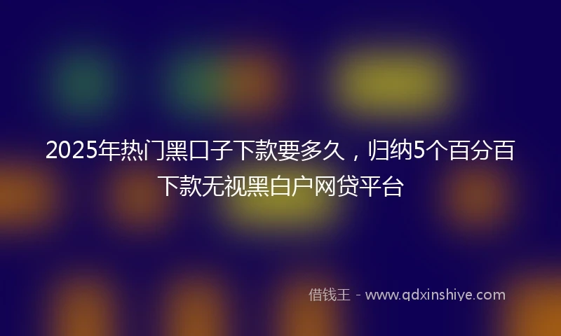 2025年热门黑口子下款要多久，归纳5个百分百下款无视黑白户网贷平台