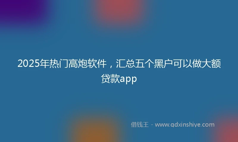 2025年热门高炮软件，汇总五个黑户可以做大额贷款app