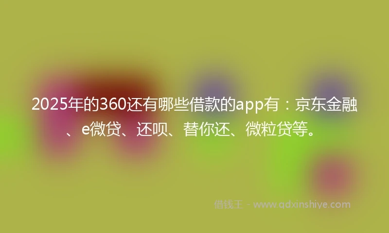 2025年的360还有哪些借款的app有：京东金融、e微贷、还呗、替你还、微粒贷等。