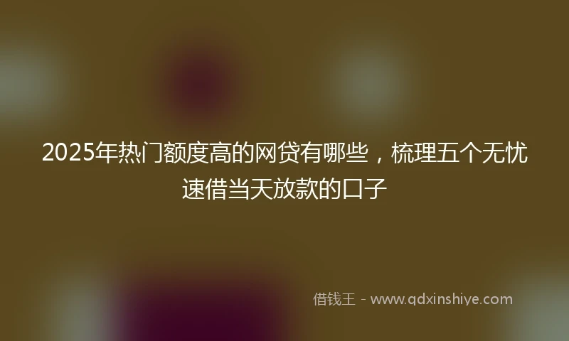 2025年热门额度高的网贷有哪些，梳理五个无忧速借当天放款的口子
