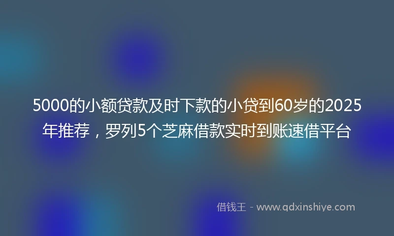 5000的小额贷款及时下款的小贷到60岁的2025年推荐，罗列5个芝麻借款实时到账速借平台