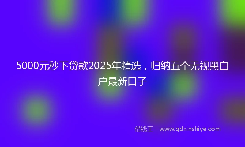 5000元秒下贷款2025年精选，归纳五个无视黑白户最新口子