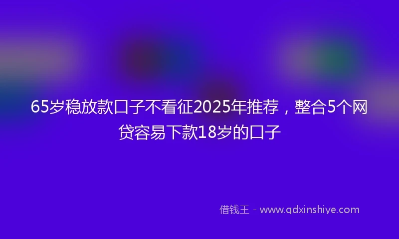 65岁稳放款口子不看征2025年推荐，整合5个网贷容易下款18岁的口子