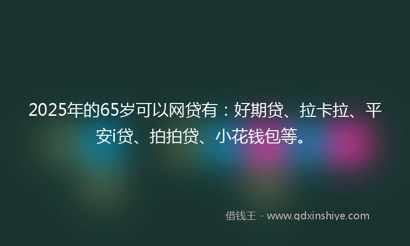 2025年的65岁可以网贷有：好期贷、拉卡拉、平安i贷、拍拍贷、小花钱包等。