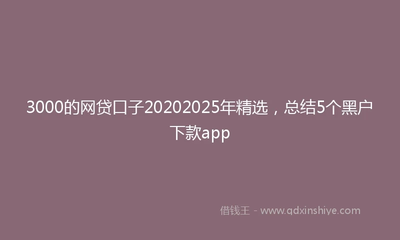 3000的网贷口子20202025年精选，总结5个黑户下款app