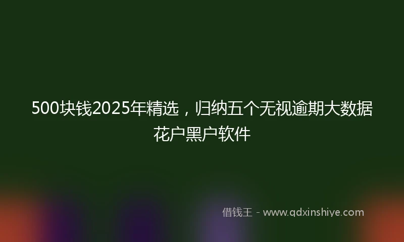 500块钱2025年精选，归纳五个无视逾期大数据花户黑户软件