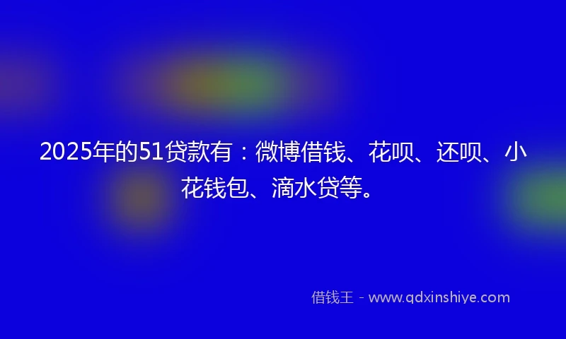 2025年的51贷款有：微博借钱、花呗、还呗、小花钱包、滴水贷等。