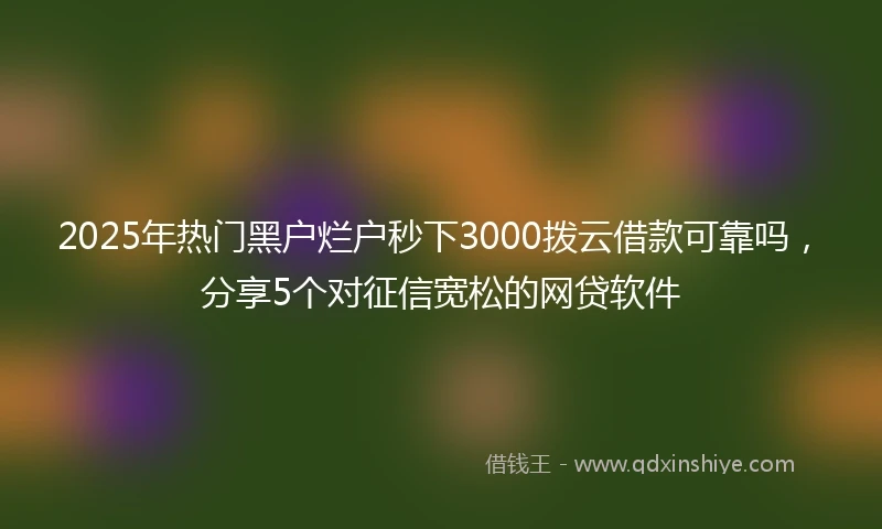 2025年热门黑户烂户秒下3000拨云借款可靠吗，分享5个对征信宽松的网贷软件