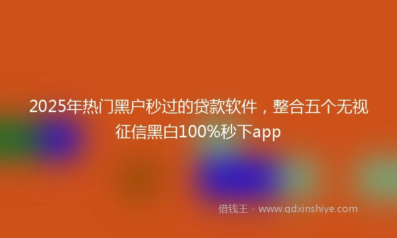 2025年热门黑户秒过的贷款软件，整合五个无视征信黑白100%秒下app