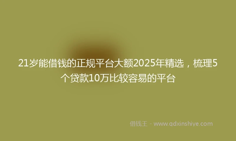 21岁能借钱的正规平台大额2025年精选，梳理5个贷款10万比较容易的平台