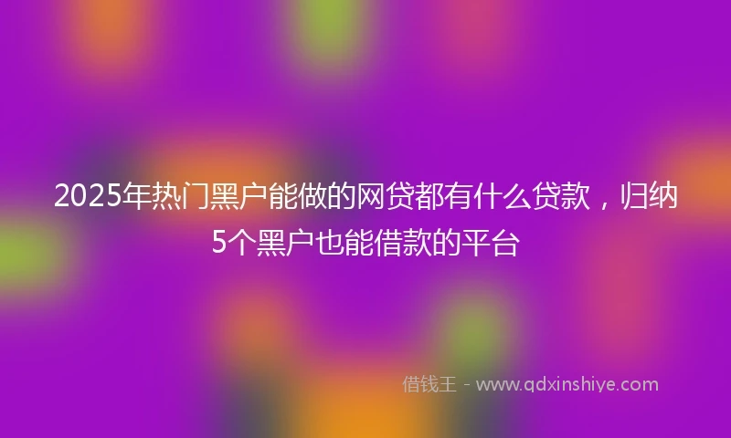 2025年热门黑户能做的网贷都有什么贷款，归纳5个黑户也能借款的平台