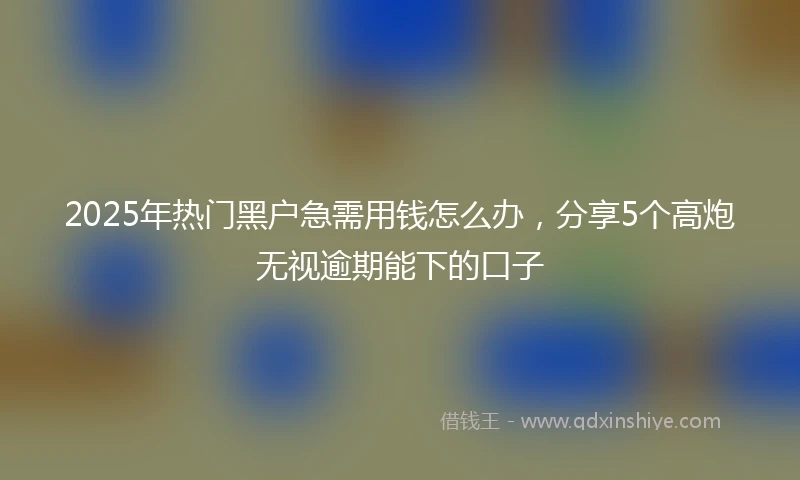 2025年热门黑户急需用钱怎么办，分享5个高炮无视逾期能下的口子