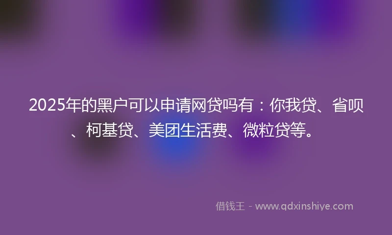 2025年的黑户可以申请网贷吗有：你我贷、省呗、柯基贷、美团生活费、微粒贷等。