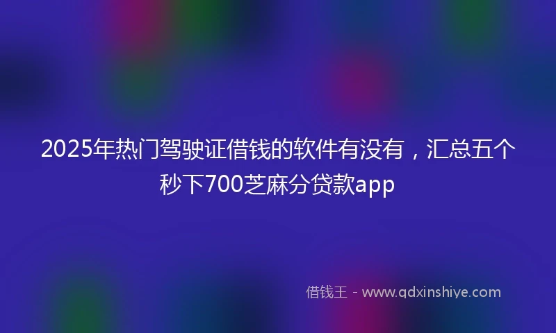 2025年热门驾驶证借钱的软件有没有,汇总五个秒下700芝麻分贷款app