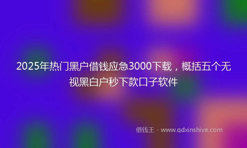 2025年热门黑户借钱应急3000下载，概括五个无视黑白户秒下款口子软件