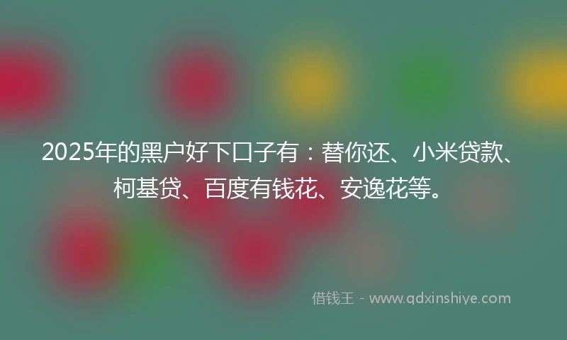 2025年的黑户好下口子有：替你还、小米贷款、柯基贷、百度有钱花、安逸花等。