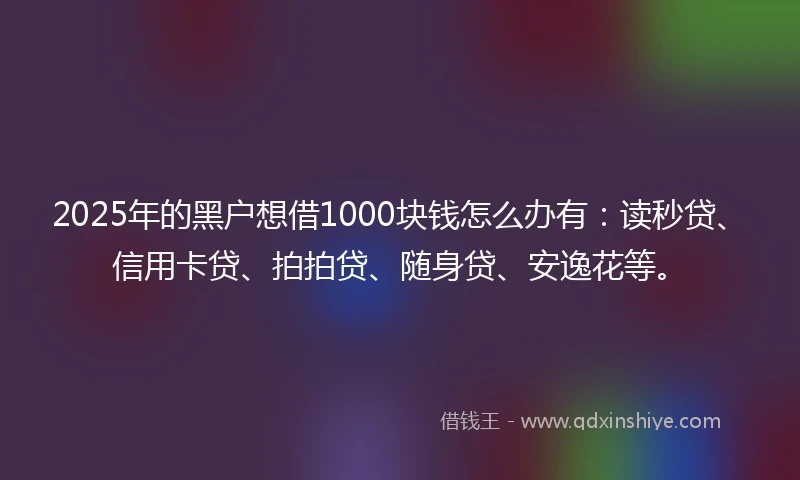 2025年的黑户想借1000块钱怎么办有：读秒贷、信用卡贷、拍拍贷、随身贷、安逸花等。