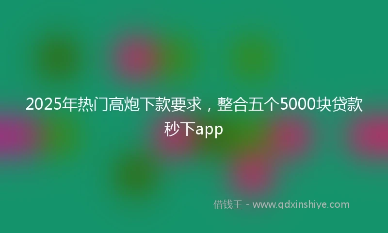 2025年热门高炮下款要求，整合五个5000块贷款秒下app
