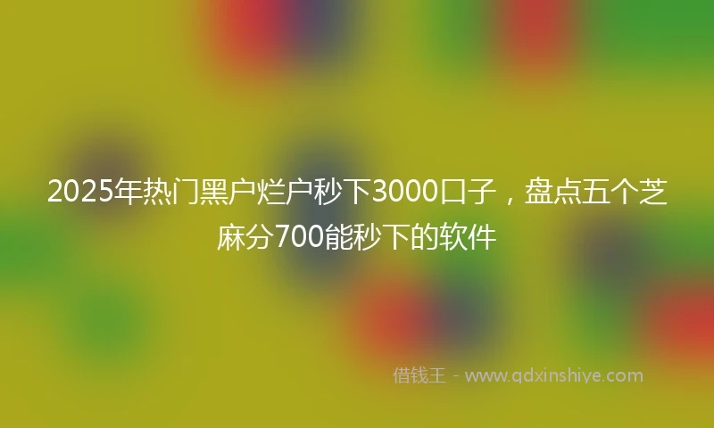2025年热门黑户烂户秒下3000口子，盘点五个芝麻分700能秒下的软件