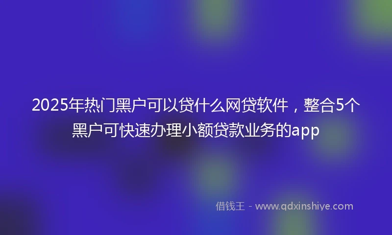 2025年热门黑户可以贷什么网贷软件，整合5个黑户可快速办理小额贷款业务的app