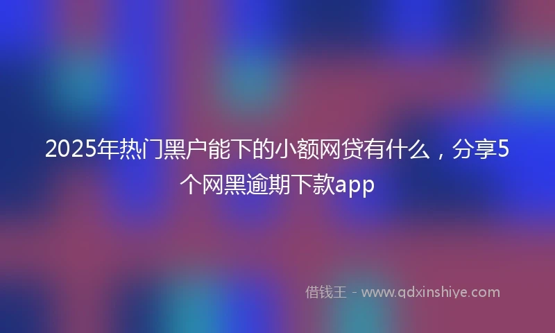 2025年热门黑户能下的小额网贷有什么，分享5个网黑逾期下款app