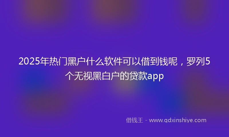 2025年热门黑户什么软件可以借到钱呢，罗列5个无视黑白户的贷款app
