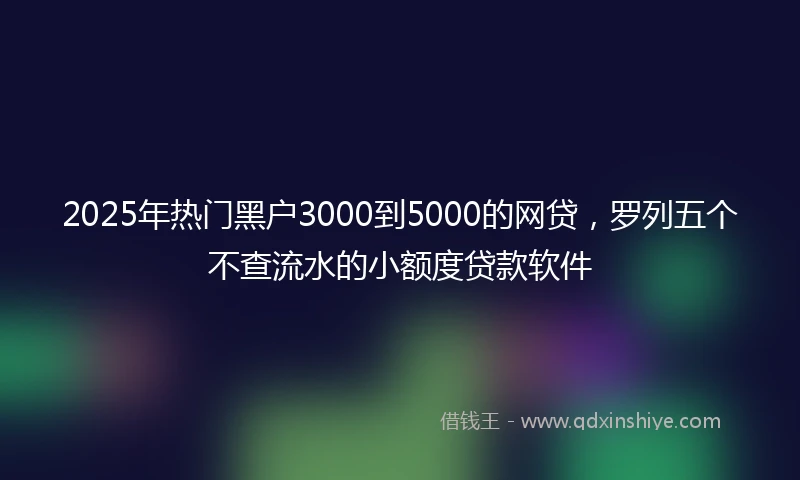 2025年热门黑户3000到5000的网贷，罗列五个不查流水的小额度贷款软件