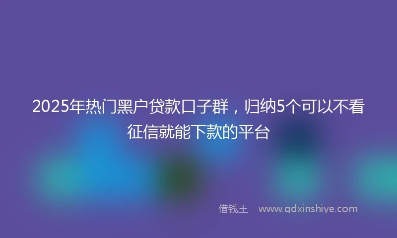 2025年热门黑户贷款口子群，归纳5个可以不看征信就能下款的平台