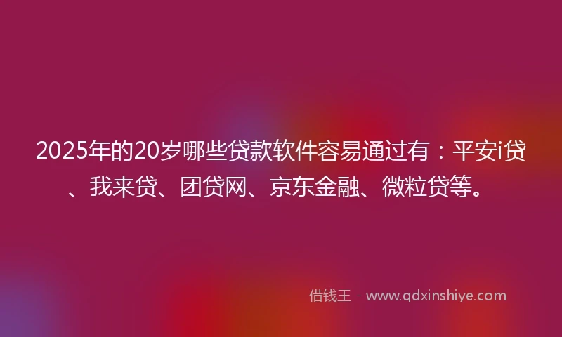 2025年的20岁哪些贷款软件容易通过有：平安i贷、我来贷、团贷网、京东金融、微粒贷等。