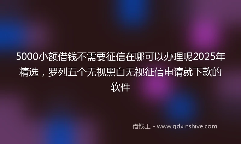 5000小额借钱不需要征信在哪可以办理呢2025年精选，罗列五个无视黑白无视征信申请就下款的软件