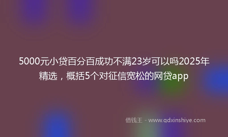 5000元小贷百分百成功不满23岁可以吗2025年精选，概括5个对征信宽松的网贷app