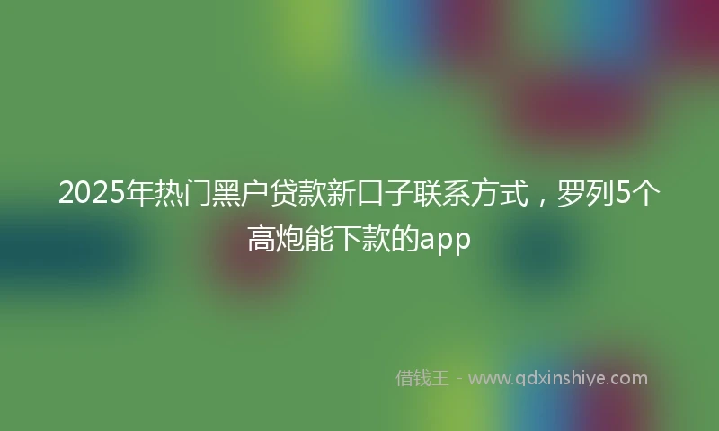 2025年热门黑户贷款新口子联系方式，罗列5个高炮能下款的app