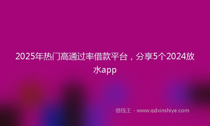 2025年热门高通过率借款平台,分享5个2024放水app