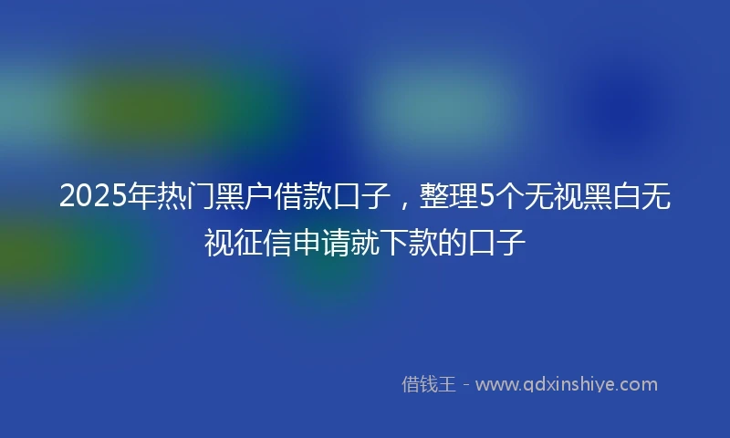 2025年热门黑户借款口子，整理5个无视黑白无视征信申请就下款的口子