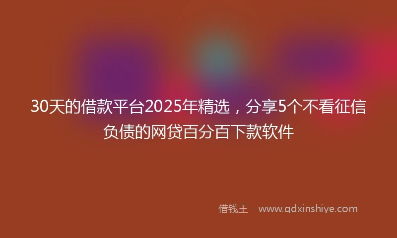 30天的借款平台2025年精选，分享5个不看征信负债的网贷百分百下款软件