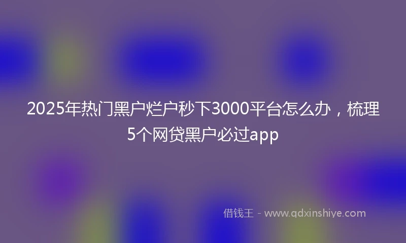 2025年热门黑户烂户秒下3000平台怎么办，梳理5个网贷黑户必过app