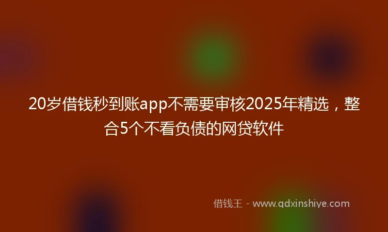 20岁借钱秒到账app不需要审核2025年精选，整合5个不看负债的网贷软件