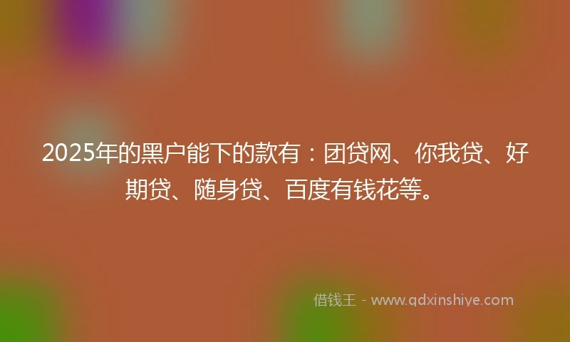 2025年的黑户能下的款有：团贷网、你我贷、好期贷、随身贷、百度有钱花等。