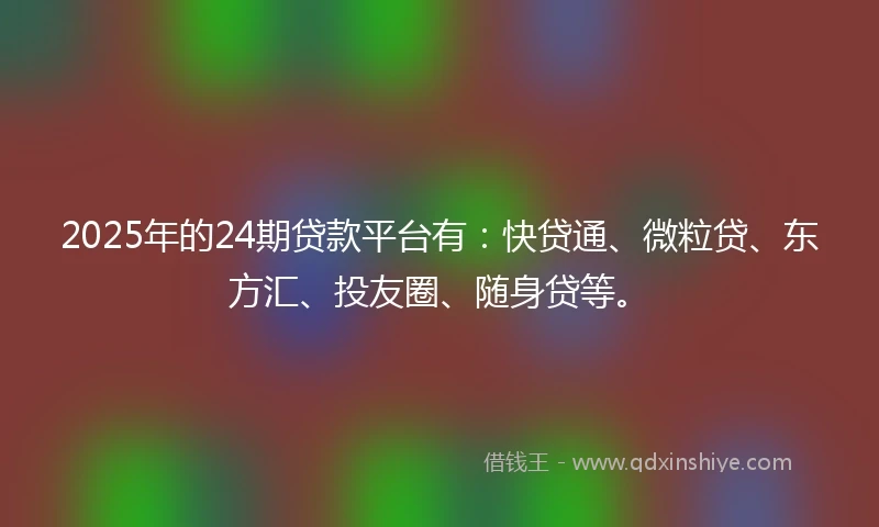2025年的24期贷款平台有：快贷通、微粒贷、东方汇、投友圈、随身贷等。