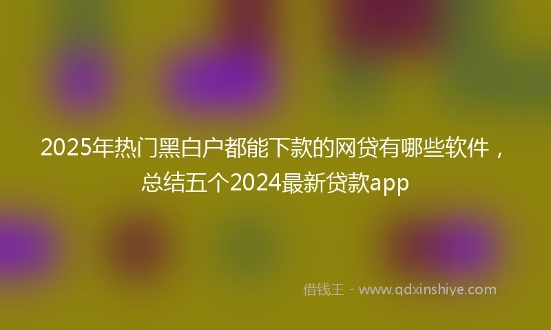 2025年热门黑白户都能下款的网贷有哪些软件，总结五个2024最新贷款app