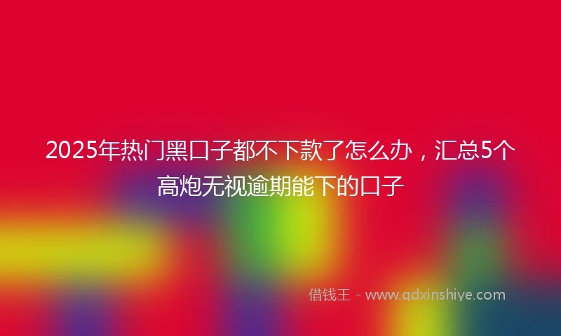 2025年热门黑口子都不下款了怎么办，汇总5个高炮无视逾期能下的口子