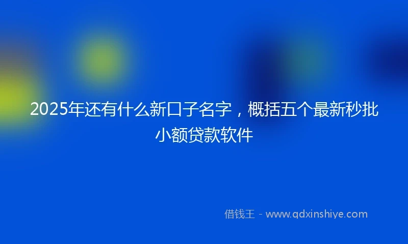 2025年还有什么新口子名字，概括五个最新秒批小额贷款软件
