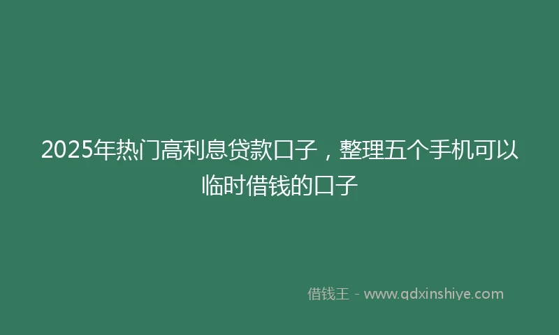 2025年热门高利息贷款口子，整理五个手机可以临时借钱的口子