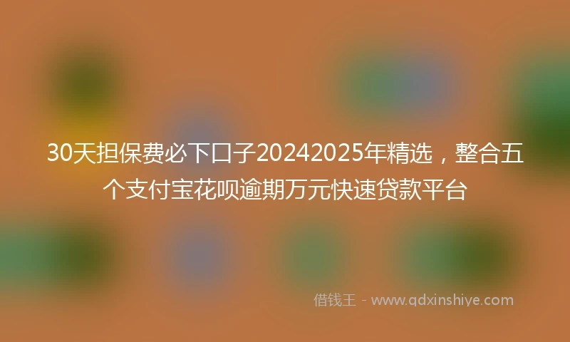 30天担保费必下口子20242025年精选，整合五个支付宝花呗逾期万元快速贷款平台